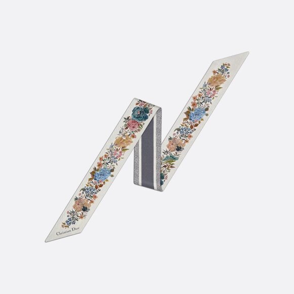 Dioriviera Toile de Jouy Palms Mitzah Scarf Celestial Blue and White Silk Twill - Picture 1 of 5